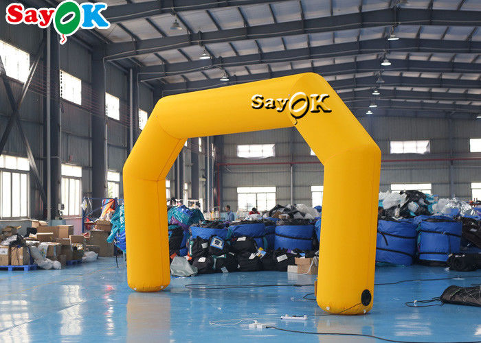 Yellow Custom Inflatable Arch PVC Tarpaulin , Inflatable Race Arch Logo Printing