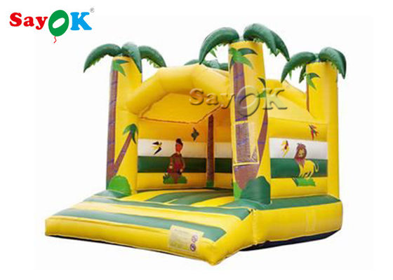 Temática de animales de la selva amarillo Inflable castillo de salto con impresión digital