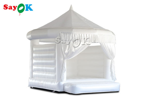4.5x4.2x4.4mH Casamiento Blanco Inflable Castillo Rebordante