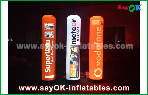 190T de tela de nylon iluminación inflable decoración, 2m de publicidad pilar inflable con iluminación LED