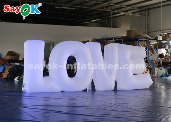 Iluminación LED de tela blanca letra inflable amor por control remoto de pantalla táctil