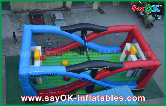 Campo inflable blanco del juego de baloncesto/azul durable inflable del boxeo del fútbol del fútbol de los juegos de los deportes para los niños