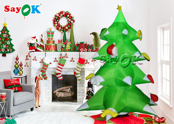 Nuevo diseño gigante verde inflables árbol de Navidad con bolas de ornamento y estrellas