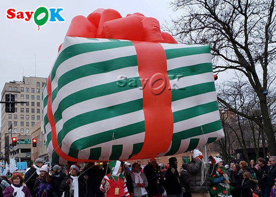Caja de regalo de Navidad inflable de tela de Oxford Balón de desfile de helio