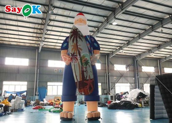 Modelo de decoración navideña hawaiana Papá Noel inflable en la playa Tamaño 7.6m