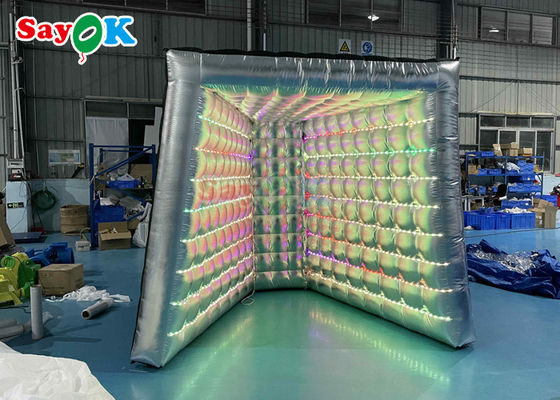 Decoraciones de la cabina de la foto que hacen publicidad del tipo de plata agudo inflable tienda de la cabina V de la foto de la luz del LED del recinto