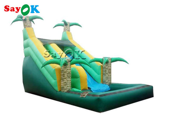 Deslizamiento de agua inflable industrial Parque a prueba de incendios Selva de palmeras Deslizamiento de piscina inflable para niños pequeños