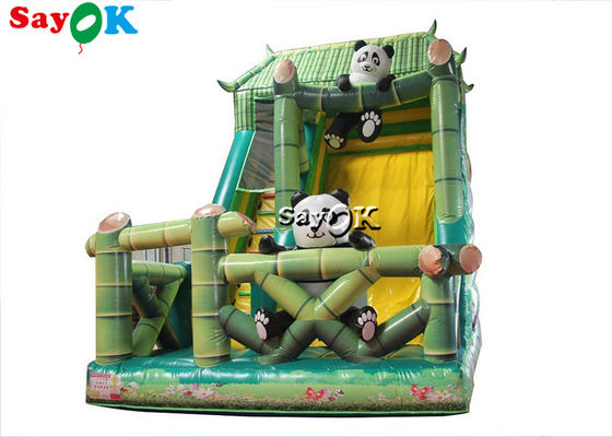 Deslizador inflables para niños Deslizador comercial inflables de salpicador Deslizador de tema de bosque de bambú Panda Deslizador inflables resbaladizo