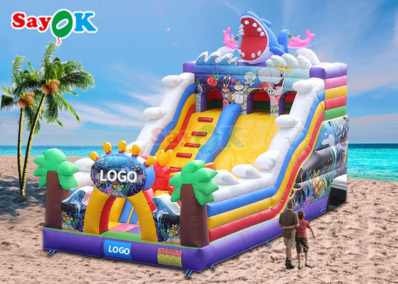 Deslizamiento de tiburón inflable Deslizamiento de salpicador inflable comercial Deslizamiento de dibujos animados Casa de salto inflable Niños Salto de deslizamiento