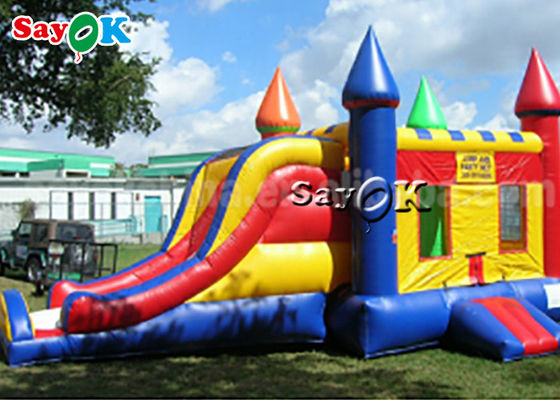 6*4m Pvc Salto al aire castillos de salto con tobogán salpicador inflable comercial para niños